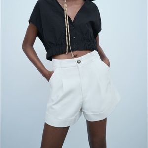 Zara blogger high rise high waisted white shorts